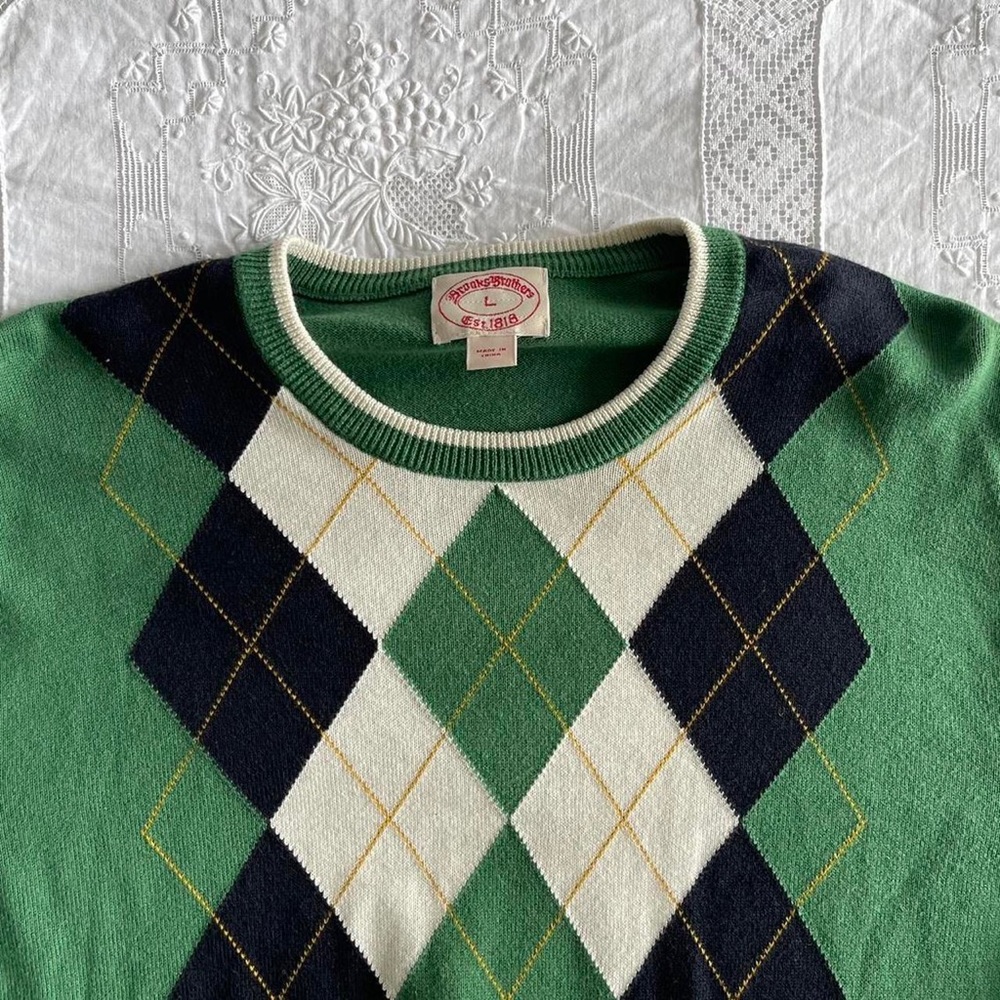 Vintage Green Argyle Sweater